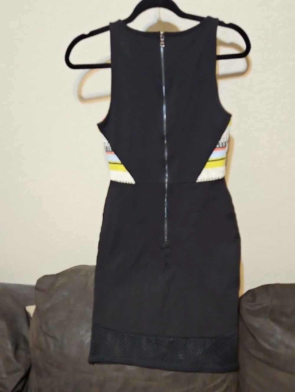 Weston Wear Black Skirt Two-Tone Striped Bodice Mini Dress
